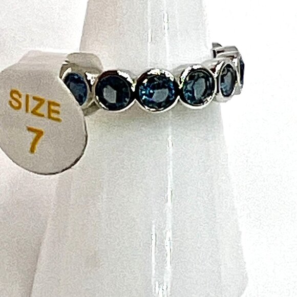 Ring Bomb Party Ring, NWOT, size 7, blue stones encircling silver color band - Picture 7 of 7